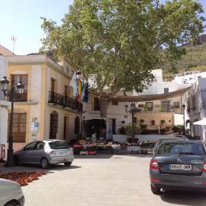 The charming Village square where they hold many Fiestas
